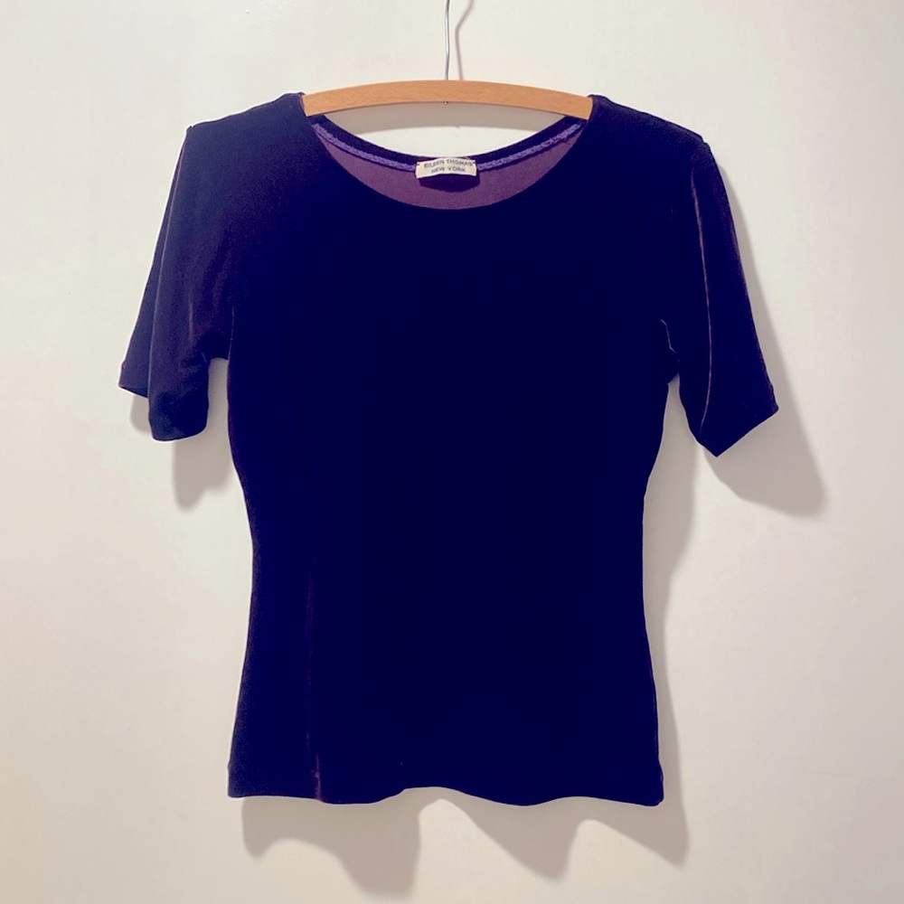 Rich Plum Velvet Tee, Size S